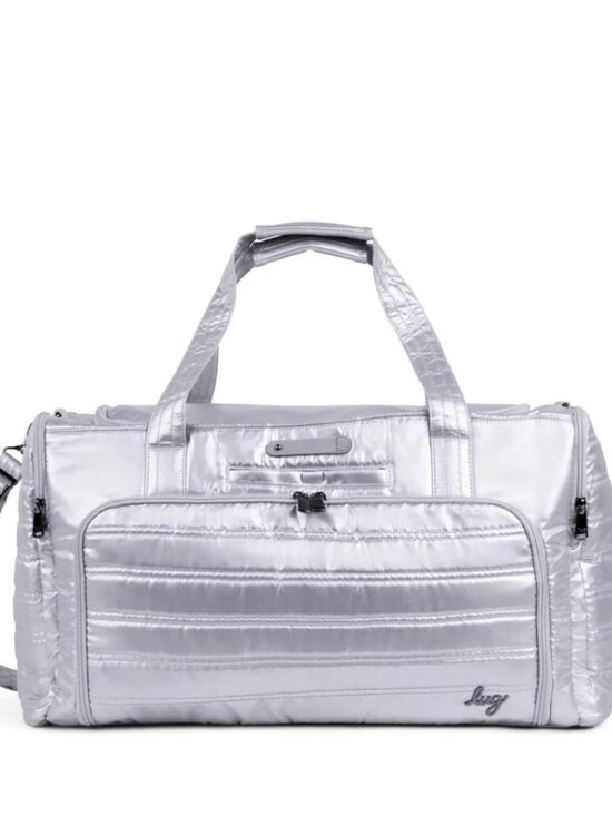 Lug Trolley Duffel Bag Metallic Silver Spacious Travel Bag - Picture 2 of 13